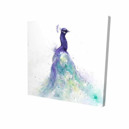 FONDO 16 x 16 in. Abstract Peacock In Watercolor-Print on Canvas FO2795153